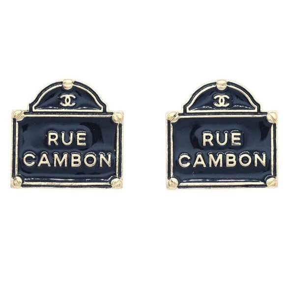 Chanel Piercing Earrings Black Gold B15S 195605 - Picture 1 of 4